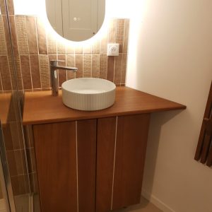 Meuble de salle de bain en sipo, 80x80x50cm