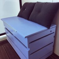 Banc/Meuble de rangement en pin, peint